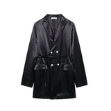 Fongt New Women's Autumn Commute Double Suit Jacket + Vertical Trousers Suit