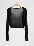 Silk Cardigan Long-Sleeved Buttonless Shawl Ultra-Thin Knitted Sunscreen Shirt With V-Collar Of Women's Air-Conditioning Shirt-Outfit