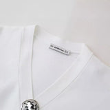 Summer Flower Button V-Collar Loose Knitted Coat 5536067-Outfit