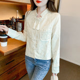 Fongt Texture Short Coat Female Spring And Autumn 2024 New Hot Style National Wind Plate Buckle Long Sleeve Jacket Autumn Women's Wear-Outfit