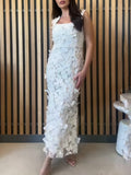 Fongt Temperament Famous Wind Dress Woman 2025 Summer New Fashion Embroidery Butterfly Splicing Design Sense Slinggeed Long