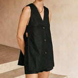 Fongt Summer New Cotton Sleeveless Shorts Pajamas Two Sets Of Fashion And Comfortable To Wear Women's Home Clothes