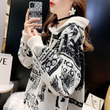 New Style Lazy Sweater With Hooded Sweater In The Autumn And Winter Of 2024 Is Loose And Wears Medium-Length Alphabet Tops.-Outfit