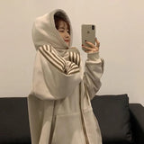 Hooded Sweatshirt Winter Jacket Women Korean Fashion Thick Clothes Harajuku Oversized Print Long Sleeve Chic Zip-Up
