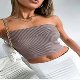 Fongt New Strapless Three-Color Texture Sense Slim Sexy Thin Pit Strip With A Strapless Jacket Female-Outfit