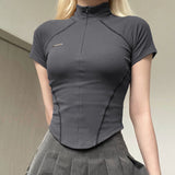 Stitch Detail Short Sleeve Top-Outfit