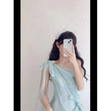 Fongt Girl Super Fire French Casual Dress Dress Female Summer Beautiful Unique Pure Waist Skirt High-End