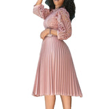 Round Neck Fashion Plus Size Lace Crochet Sexy Pleated