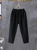 Fashion Woman Pants Casual Cotton Linen Harem Pants LOOSE Solid Ankle-Length Pants Elastic Waist Women's Summer