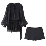Fongt Women's Clothing 2025 New Fashion Waist Irregular Pendulum Dress Shorts Set