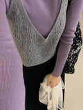Fongt New Style Fold Wear Show Thin Small Versatile Sweater Vest Korean Hollow Out Solid Color Condole Belt Knit Vest Female-Outfit