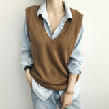 2020 New Autumn Winter Women Sweaters V-Neck Pullover Sleeveless Vest Knitted Oversize Elegant Wild Knitwear