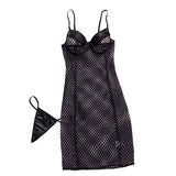 New Women's Black Mesh Perspective Sling Dress Sexy Waist