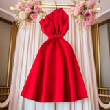 Fongt Party Dress Dress Women's Summer French Collared Shoulder Bubble Sleeve High Waist Fork Banquet Dress