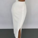 Fongt 2023 Autumn And Winter Bursting Of Open Sweater Skirt Deep V High Elastic Sweater Set