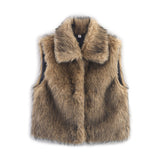 Fongt Women's Clothing 2025 Autumn New Casual Street Fashion Vest Artificial Fur Blouse
