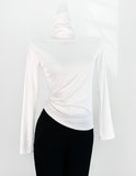 Fongt Cotton Super Soft Pendant Pile Collar Bottom Shirt Female Spring With A Slim Solid Color High Collar Long Sleeve T-Shirt-Outfit
