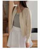 Vintage Twist Sweater Jacket New Lazy Design Sense Hollow Jacket With Knitted Cardigan-Outfit