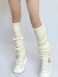 Warm Solid Color Ribbed Knit Leg Warmer-Outfit
