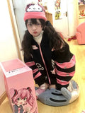 Grunge Y2K Blue Hoodies Women Egirl Gothic Print Oversize Pink Hooded Sweatshirts Harajuku Vintage Aesthetic Ugly
