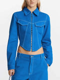 Fongt 2024 New High Waist Short Slim Denim Jacket Temperament Commuter Waist Show Thin Jacket Jacket Women's Clothing-Outfit