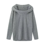 Fongt Vintage Lazy Wind Word Collared Knitted Shirt 2025 Autumn New French Babes Loose Collar Sweater