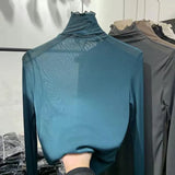 Fongt Anti-Hook Silk Half High Collar Wood Ear Mesh Bottom Shirt Spring New Women's Thin Inside Jacket Female-Outfit
