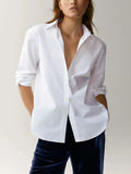 Color Fu Silk Women's Lapel Long Sleeve Simple Shirt 2023 Spring And Fall New Top B9-5380-Outfit