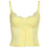 Fongt Summer Women Sexy Hot Girl V Collar Back Lace Lace Small Vest-Outfit