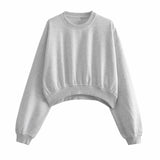 New Basic Short Style Sweater 8417803 Elastic Waist Jogging Trousers Set-Outfit