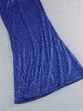 Halter Deep V Neck Sequin Maxi Dress-Outfit