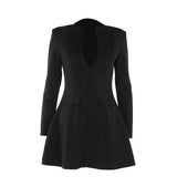 Fongt Autumn 2024 New Bag Ass Dress Temperament Sexy Body-Dress V-Necked Long-Sleeved Dress