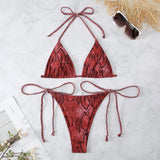 Fongt New Multi-Color Swimsuit Leopard Print Split Swimsuit Female Tie-Dye Hanging Neck