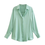 Spring Style New Spring Satin Texture Classic Shirt 7969046-Outfit