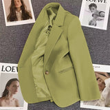 Fongt 2024 The New Green Suit Jacket Female Net Red Fashion Versatile Spring And Autumn Temperament Small Suit-Outfit