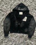 Fongt 9OESH Printed Hoodie Short Hoodie 2025 New Hot Zip-Up Open Shirt Jacket
