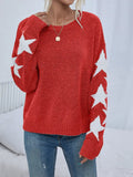 Fongt And Winter Women's Knitted Sweater Fashion Pure Color Five-Pointed Star-Colored Collar Collar Sweater