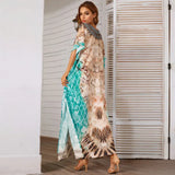 Style Printed Oversized Beach Blouse Sexy Holiday Sweater Long Robe Bikini Blouse-Outfit