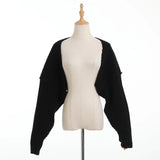 New Autumn Loose Bat Sleeve Shawl With Exposed Navel Long-Sleeved Knitted Cardigan Jacket-Outfit