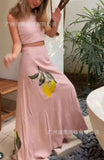Fongt Women's Casual Fashion Flower Embroidered Dress Set