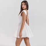 Short Sleeve Backless Mini Dress-Outfit