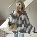 Fongt 2024 Explosion Easing Loose Lazy Striped Sweater