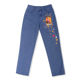 Jeans Star Cartoons Pattern Printed 2020 Autumn Winter Denim Trousers fit Young Girl Vintage Cute female Jeans Pant