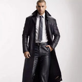Fongt Men's Long-Winded Men's Fashion Plus PU Leather Jacket