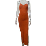Fongt New Sexy Babes Body-In-Exa-Covered Vacation Sling Women's Knitted Open-Back Dress Women