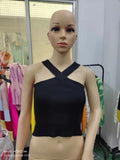 Fongt Cross Hanging Neck Knit Sling Small Vest Bare Back Tight Show Thin Bandage Wipe-Outfit
