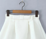 Solid Bow High Waist Mini Skirt With Lining-Outfit