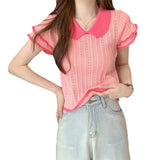 And Sexy T-Shirt Girl Summer New Pure Sweet Hottie Short-Sleeved Temperament Flying Short-Sleeved