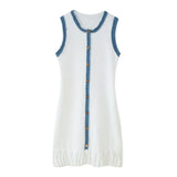 Fongt Women's New French Fashion Elegant Spliced Sleeveless Mini Dress