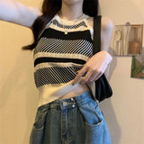 Fongt Knitted Small Sling Vest Fashion Summer Wearing Sleeveless Net Red Explosive Sweet And Sexy Waist
